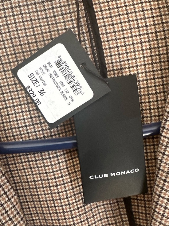 Club Monaco Men's Beige and Black Check Blazer - Picture 5 of 5